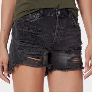 Free People We The Free Maggie Jean Shorts Montero Black Destroyed Wash Size 27